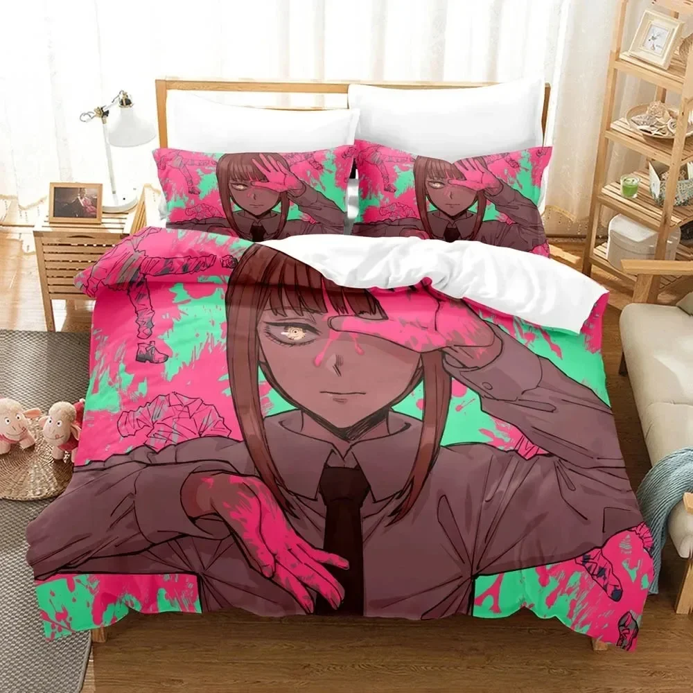 

3D Print Anime Chainsaw Man Makima Bedding Set Single Twin Double Queen King Cal King Size Bed Linen Set