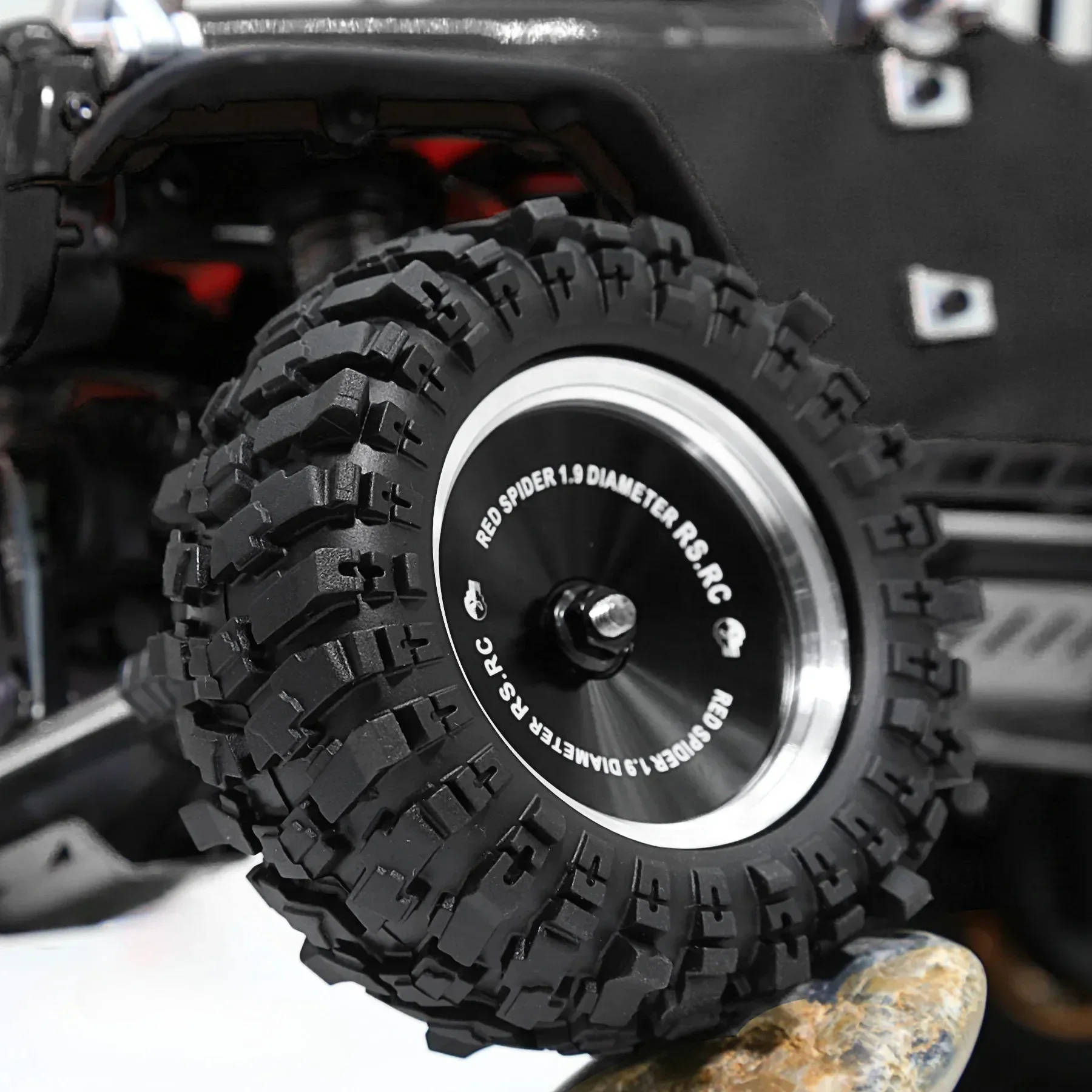 Felgi z ujemnym offsetem 1.9 cala + opony 95mm do RS Red Spider 1/10 Crawler - Pasują do LC80, MJX H12 itp. Wysokowydajny zestaw terenowy