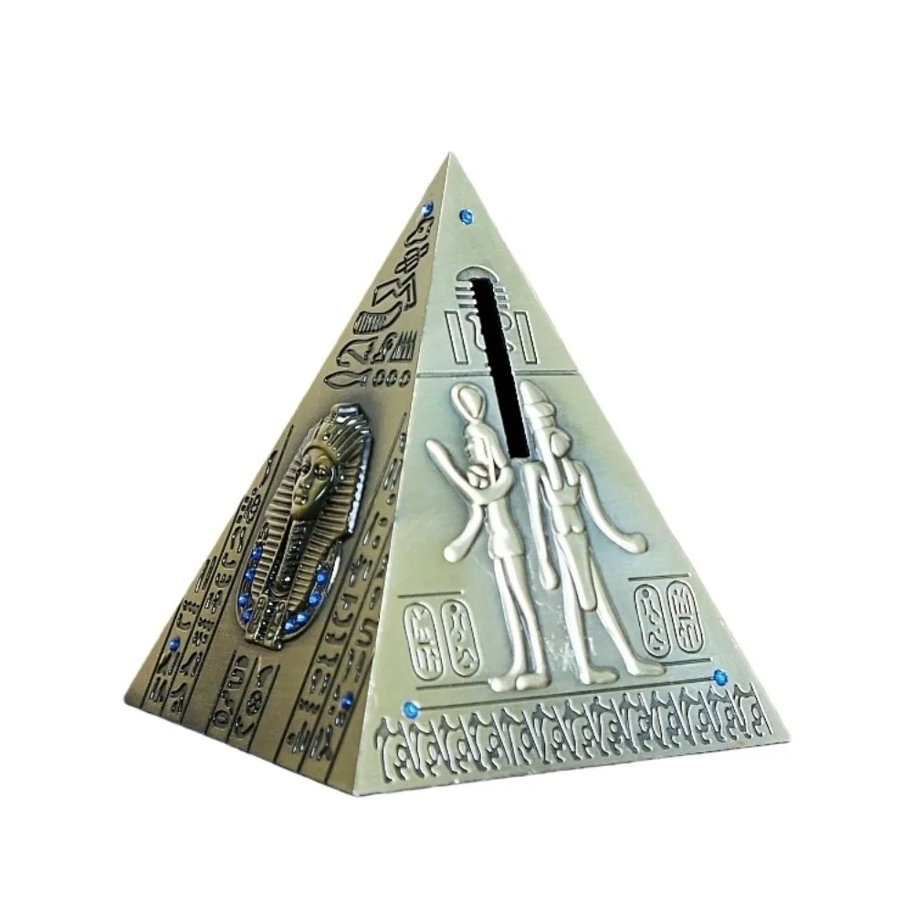 Alloy Egyptian Pyramids Figurine Savings Can Multi-purpose Electroplate Pyramid Statue Piggy Money Bank Retro Durable