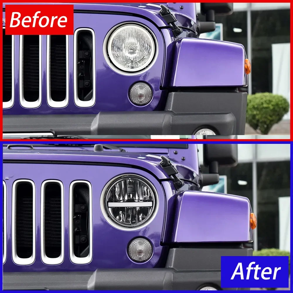 ل جيب رانجلر 2007-2017 السيارات مجموعة مصابيح أمامية ترقية تسليط الضوء على جهاز عرض (بروجكتور) ليد عدسة التوصيل والتشغيل أدوات اكسسوارات السيارات