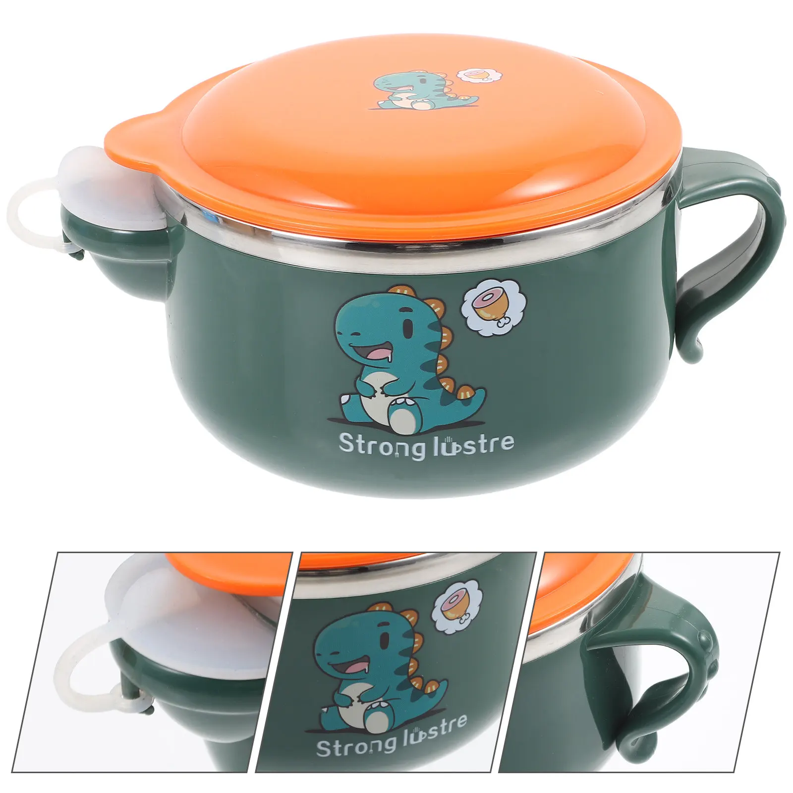 

Stainless Steel Bowl 304 Keep Warm Baby Bowls First Stage Complementary Food Toddler Dinosaur Cartoon Insulation
