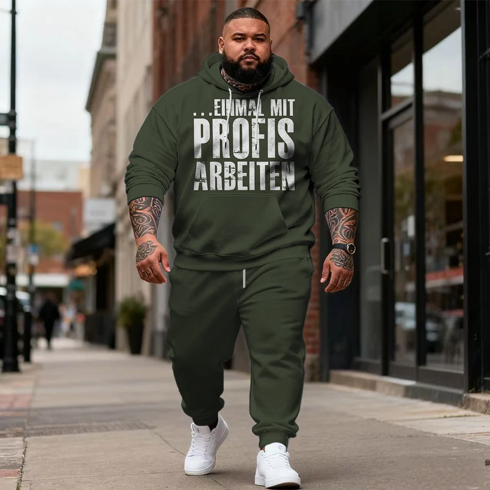 

Мужская толстовка с капюшоном больших размеров S-9xl из двух предметов с забавными надписями — мягкая ткань, теплая, модная текстовая деталь