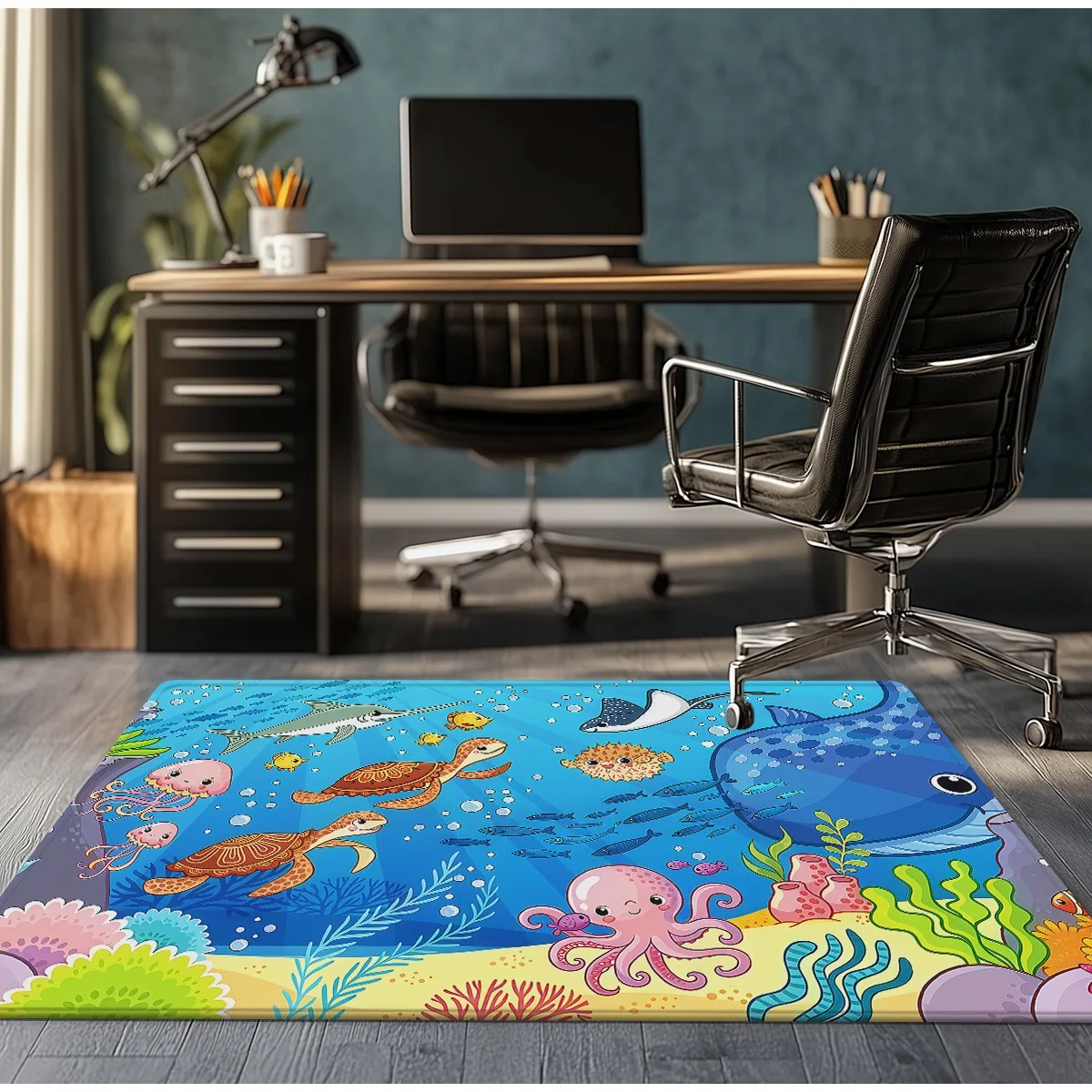 Underwater ocean animals kids rug colorful nursery decor crystal velvet carpet sea turtle octopus fish baby room floor mat