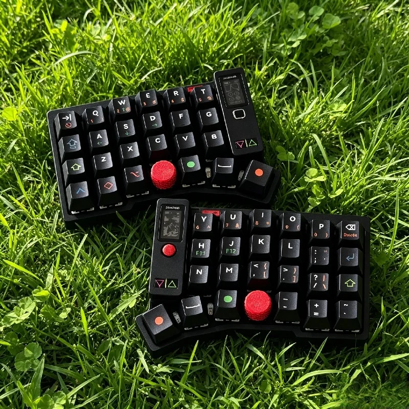 Dual Knob Keyboard Usb Multi Functional Red Dot Keypoint Wireless Keyboard Aluminium With Trackball/screen/dual Knob Support Zmk