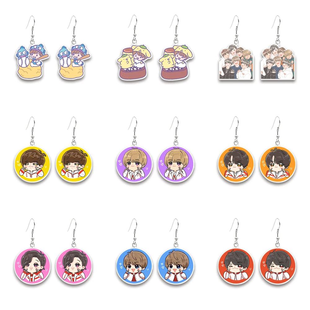 Pendientes acrílicos con tema de miembro de Naniwa Danshi, pendientes colgantes Kawaii, joyería de ídolo Jpop, regalo para mujeres y niñas