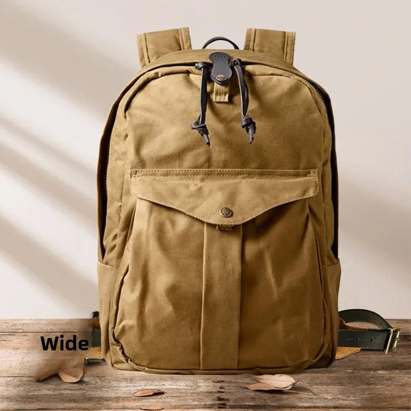 Retro American Oil Wax Canvas Double Shoulder Backpack Outdoor Leisure Mountain Climbing Travel Motorcycle Computer Bag for M...
