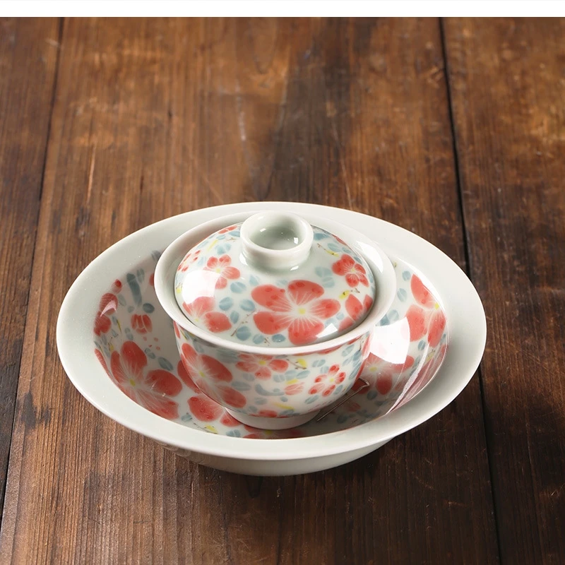 

Большой керамический чайный набор персикового цвета, gaiwan, 100 мл, женский