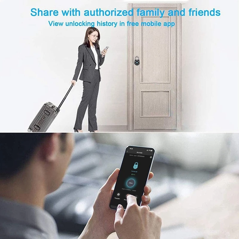กุญแจลายนิ้วมือ CEA, ล็อค Bluetooth, แอพมือถือ, กุญแจอัจฉริยะพร้อมไบโอเมตริกซ์ Keyless, กันน้ํา (สีดํา)