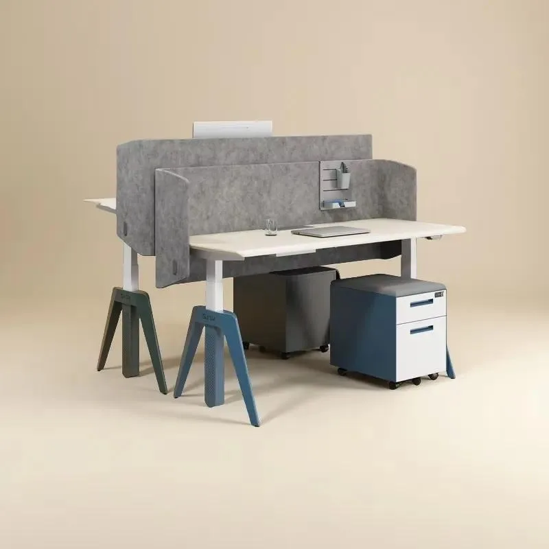 Modern Electric Height Adjustable L Shaped Standing Desk Durable Office Conference Table Frame