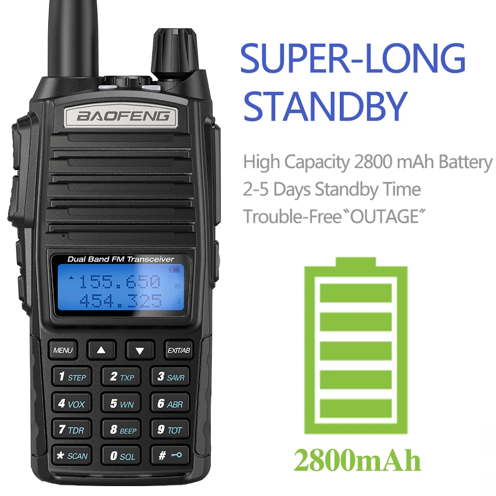 Baofeng UV-82 8W 5W High Power Walkie Talkie Dual Band VHF UHF Tri Power Portable Hunting PTT UV-5R Ham Two Way Radio Hunting