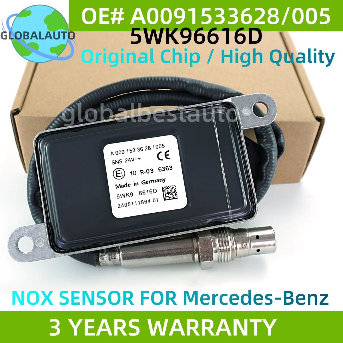 

A0091533628 5WK96616D New Nox Sensor For Mercedes-Benz Actros Atego LKW EURO 4 5 6 24V 0061537328 0091533628 5WK96616F 5WK96616E