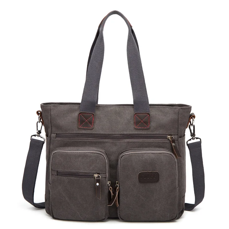 Borse a tracolla in tela per uomo Business Casual Valigetta con manico in pelle Borsa per laptop a tracolla vintage di grande capacità