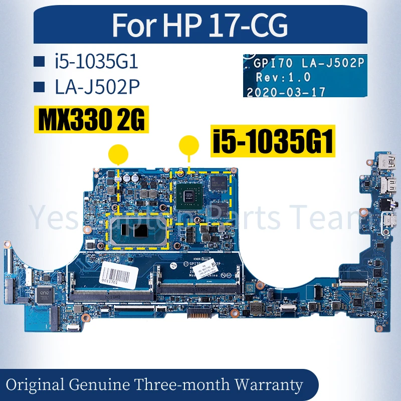 LA-J502P For HP ENVY 17-CG Laptop Mainboard L87978-601 L99254-601 MX330 2G i5-1035G1 Notebook Motherboard