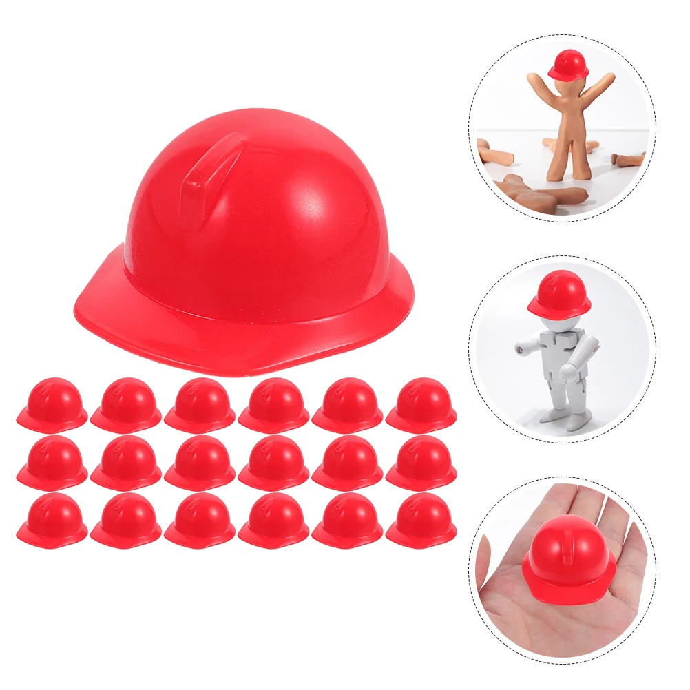 20 Pcs Toy Plastic Dolls Hat Miniature Construction Hats Helmets Hard Safety