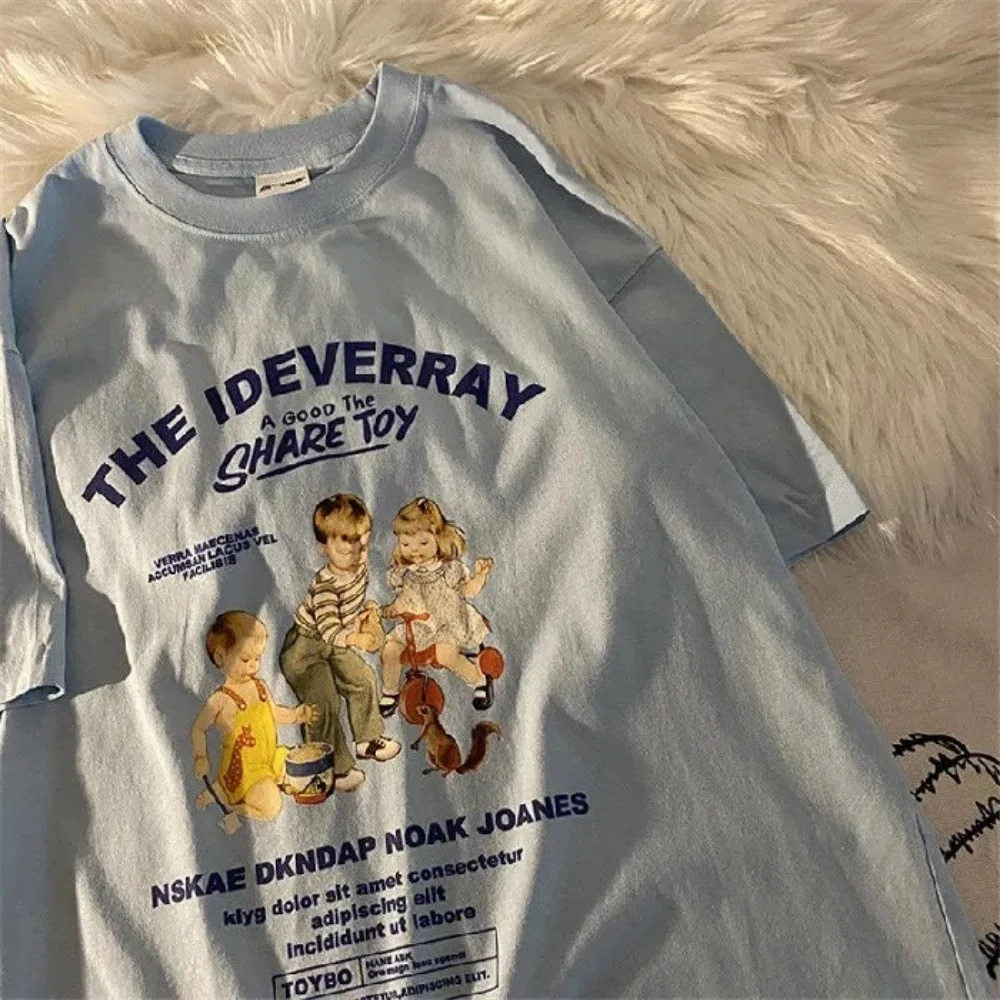 تي شيرت نسائي بأكمام قصيرة - صيف 2021 جديد، قميص مطبوع عليه حب الطالب الكوري، لطيف، كاجوال، ناعم، عصري، شبابي