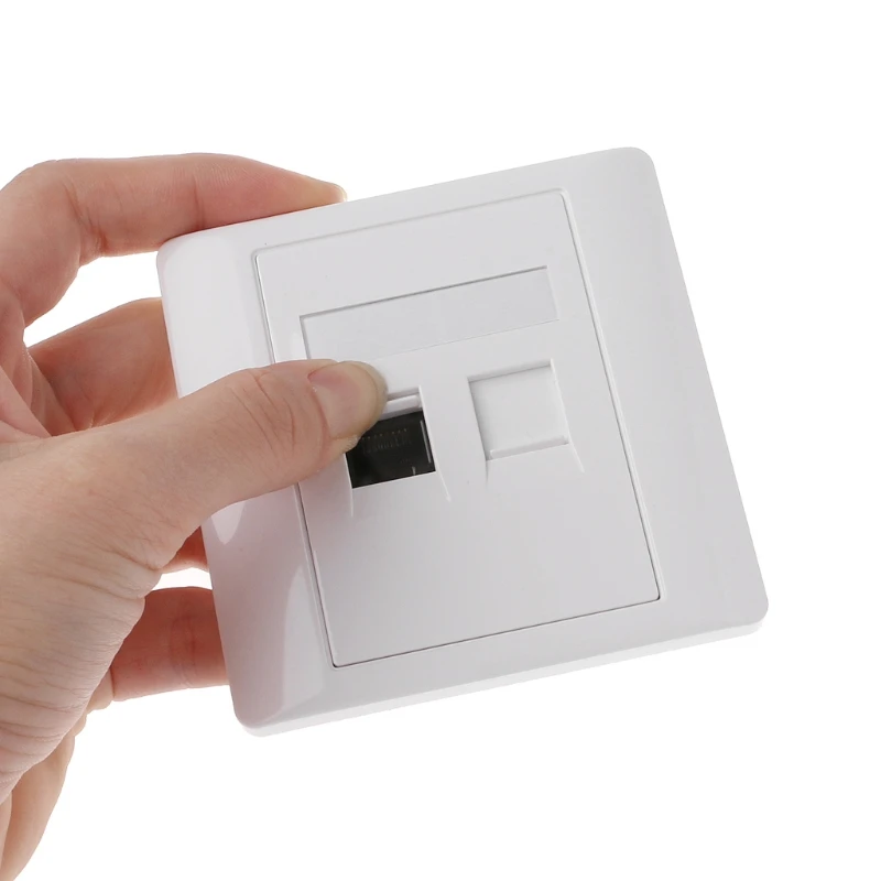 Concealed Ethernet Wall Plate 2 Ports CAT6 RJ45 Computer Telephone Power Outlet Wall Powerline Adapter Easy to Install