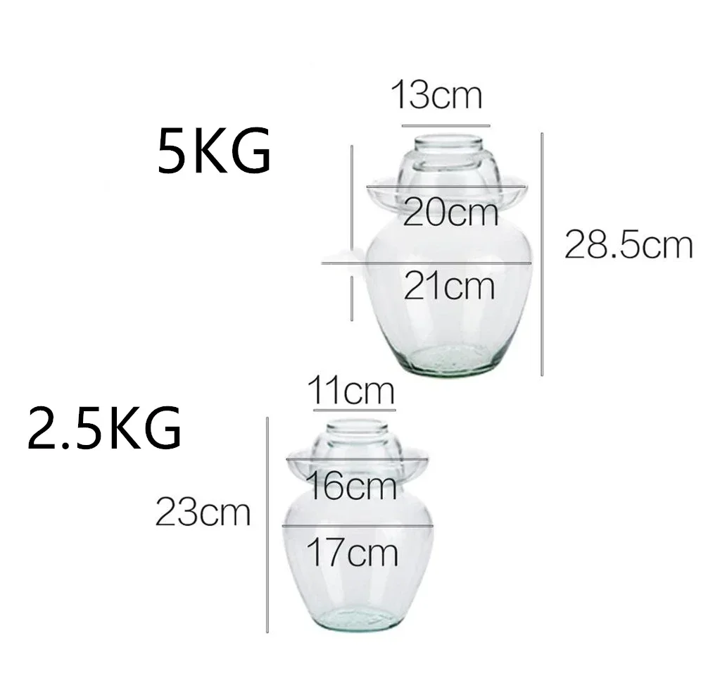 Household Pickled Jar Pickles Cylinder Sealed Cans 2.5/5KG  Korea Glass Container Kimchi Jar Kitchen Thickened Pickled Cans