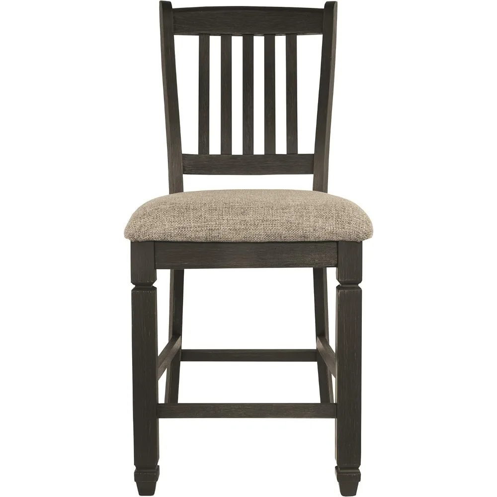 Tyler Creek-Estofados Barstool, Farmhouse Counter Altura, 24.38 in, Apenas Preto, Conjunto de 2