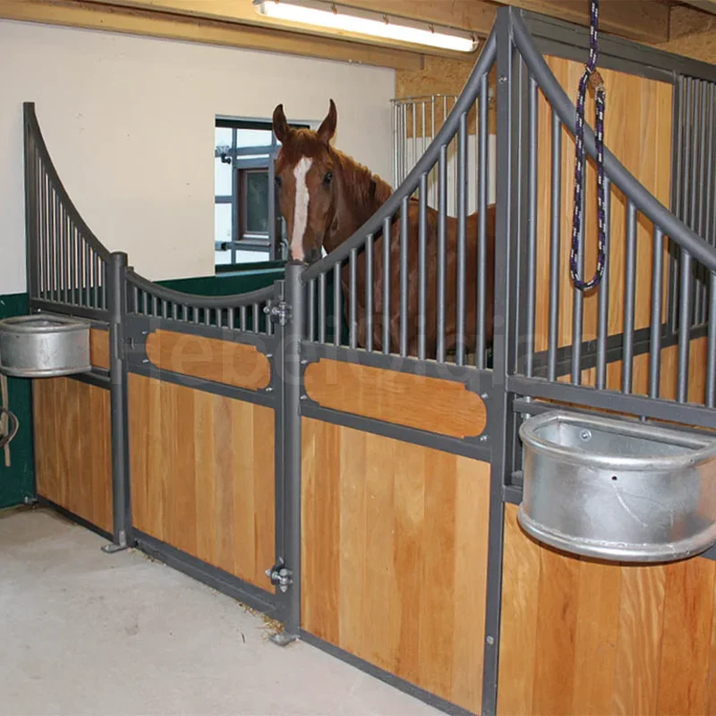 Wholesale Farm Riding Galvanized Frame Bamboo Panel Steel and Bamboo Horse Stall Fronts Powder Coated Horse Stable Gate