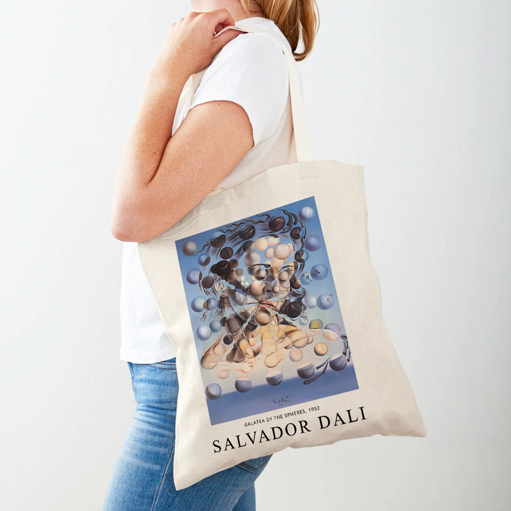 Ladies Shopping Bag Salvador Dali Surreal Venus Butterfly Fruit Handbag Foldable Cloth Shopper Harajuku Style Canvas Tote