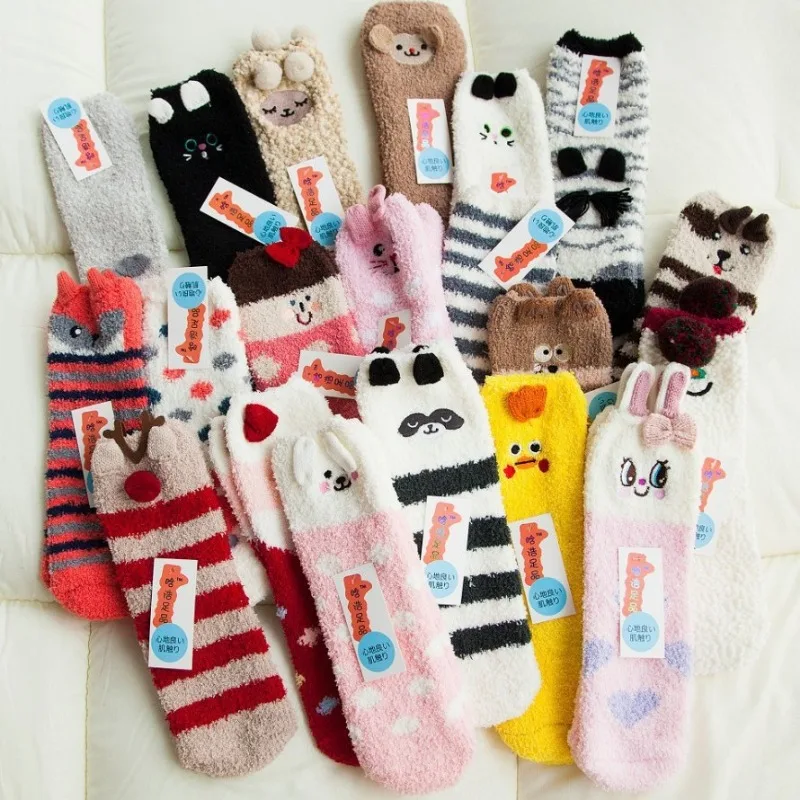 Women's Socks Christmas Deer Christmas Socks Warm Leg Socks Fluffy Thick Warm Winter Socks Women's New Year Gift Box Socks