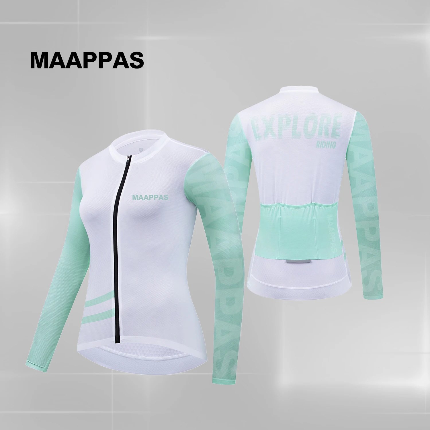 Maglia da ciclismo MAAPPAS top a maniche lunghe da ciclismo per bici da strada con tecnologia di montaggio senza cuciture, camicia da ciclismo ultrasottile