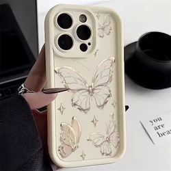Ins Gold Butterfly Hot Phone Case For Xiaomi Mi 14 13 12 14T 11 Lite 12T Poco M6 X6 F4 F5 X3 X4 X5 C40 GT 4G 5G Back Cover