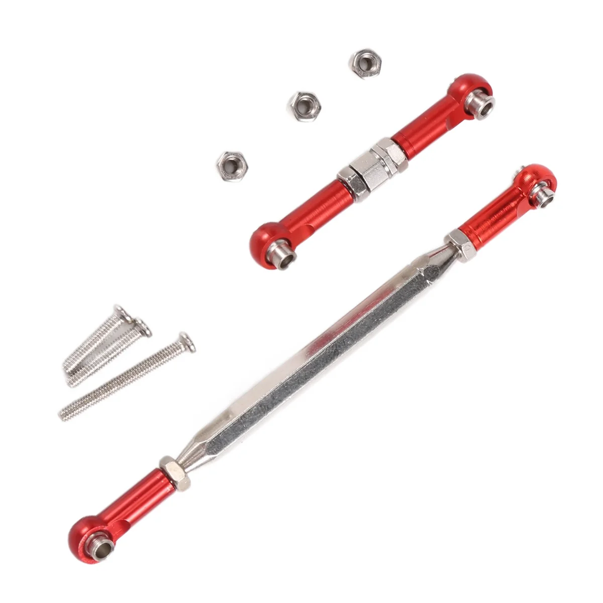 Metal Adjustable Steering Linkage Servo Link Pull Rod Turnbuckle for MN D90 D99 MN-90 FJ-45 1/12 RC Car Crawler,Red