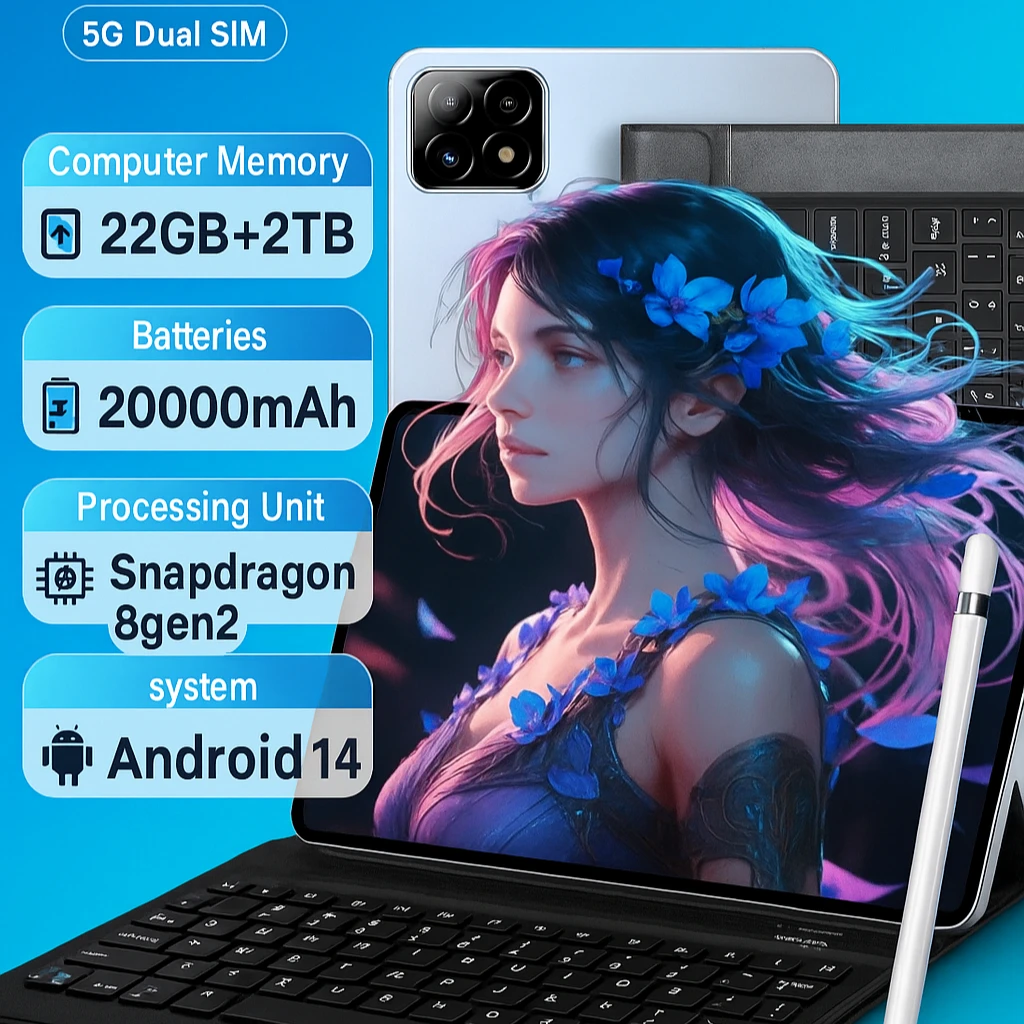 2025 оригинальный глобальный вариант планшета Android 14 Pad 7S Pro Snapdragon Tablets PC 22 ГБ + 1024 ГБ 5G Dual SIM-карта WIFI HD 4K Tablet