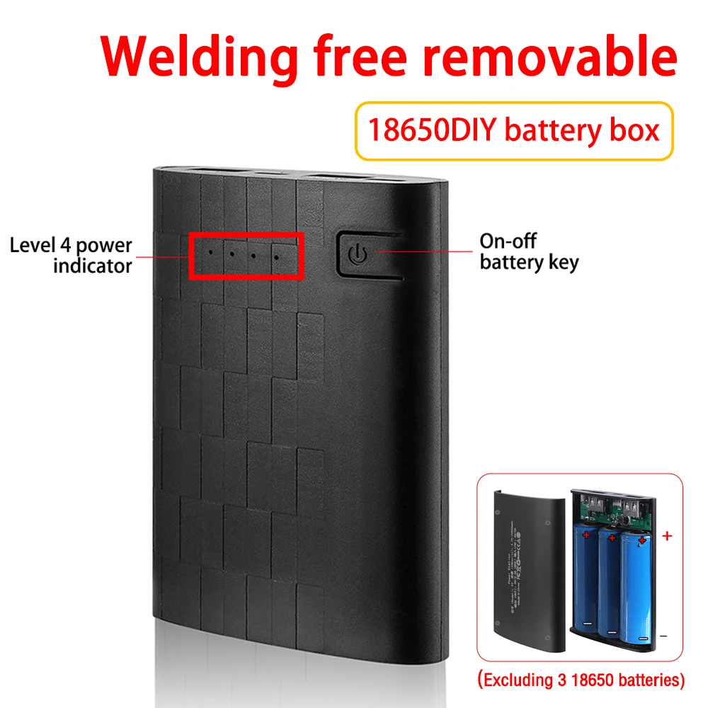 3.7V 3 Slots 18650 Battery Box Case DIY Power Bank Charger Shell Charging Case Mini Solderless Power Supply Housing Battery Case