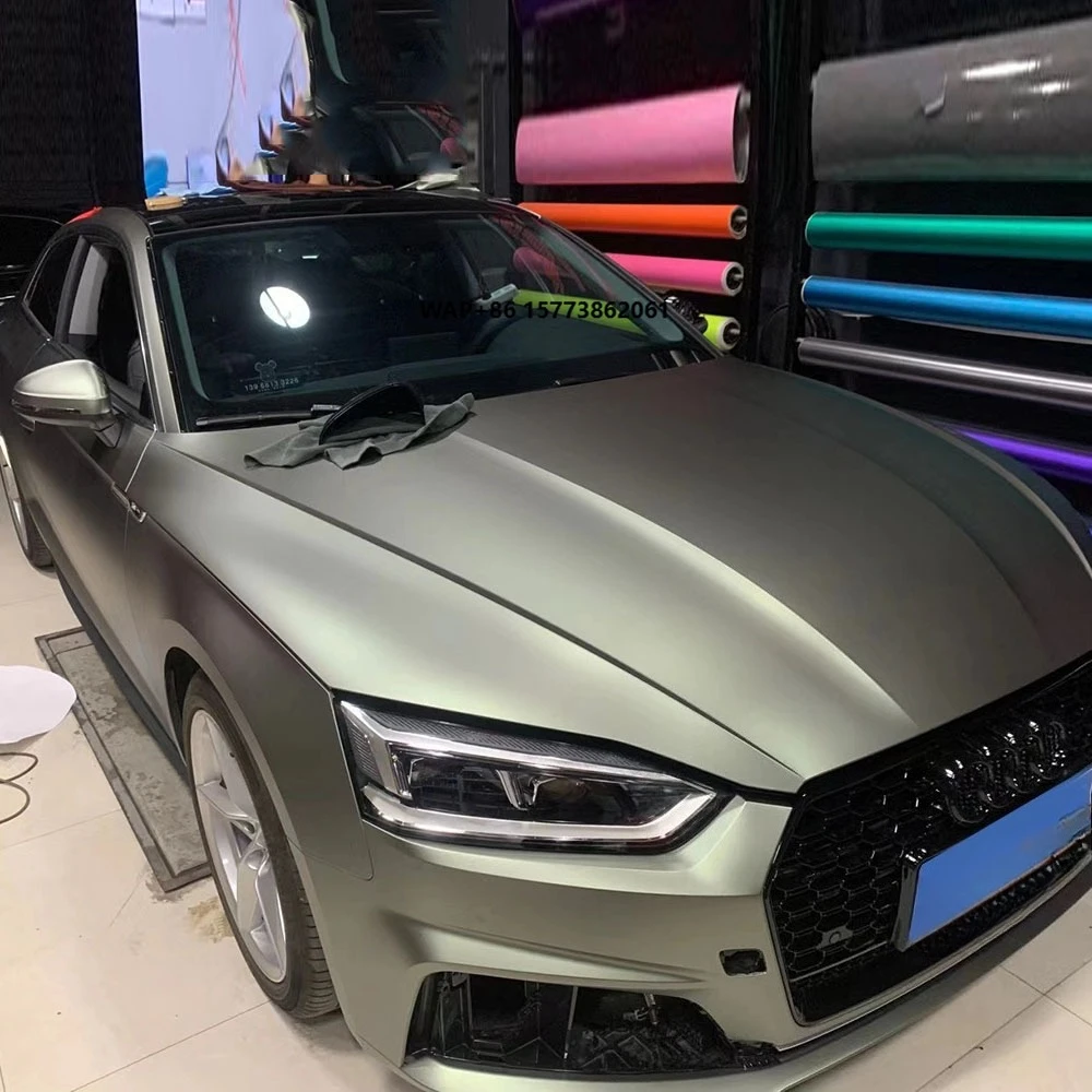 

1,52*18 метров зеленый серый ультра-матовый металлический профессиональный автомобильный упаковка виниловые наклейки