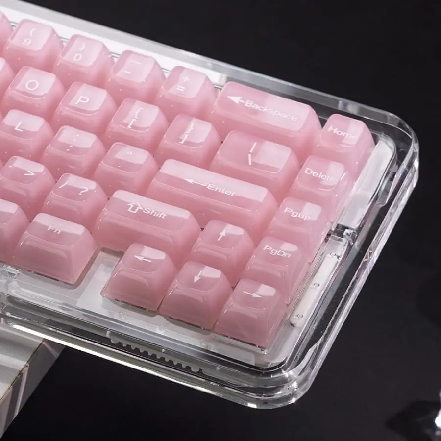 

Прозрачные розовые кейкапы Jelly Clear Cute для механических клавиатур Cherry MX (профиль MDA), 60, 65, 75, 100% раскладка