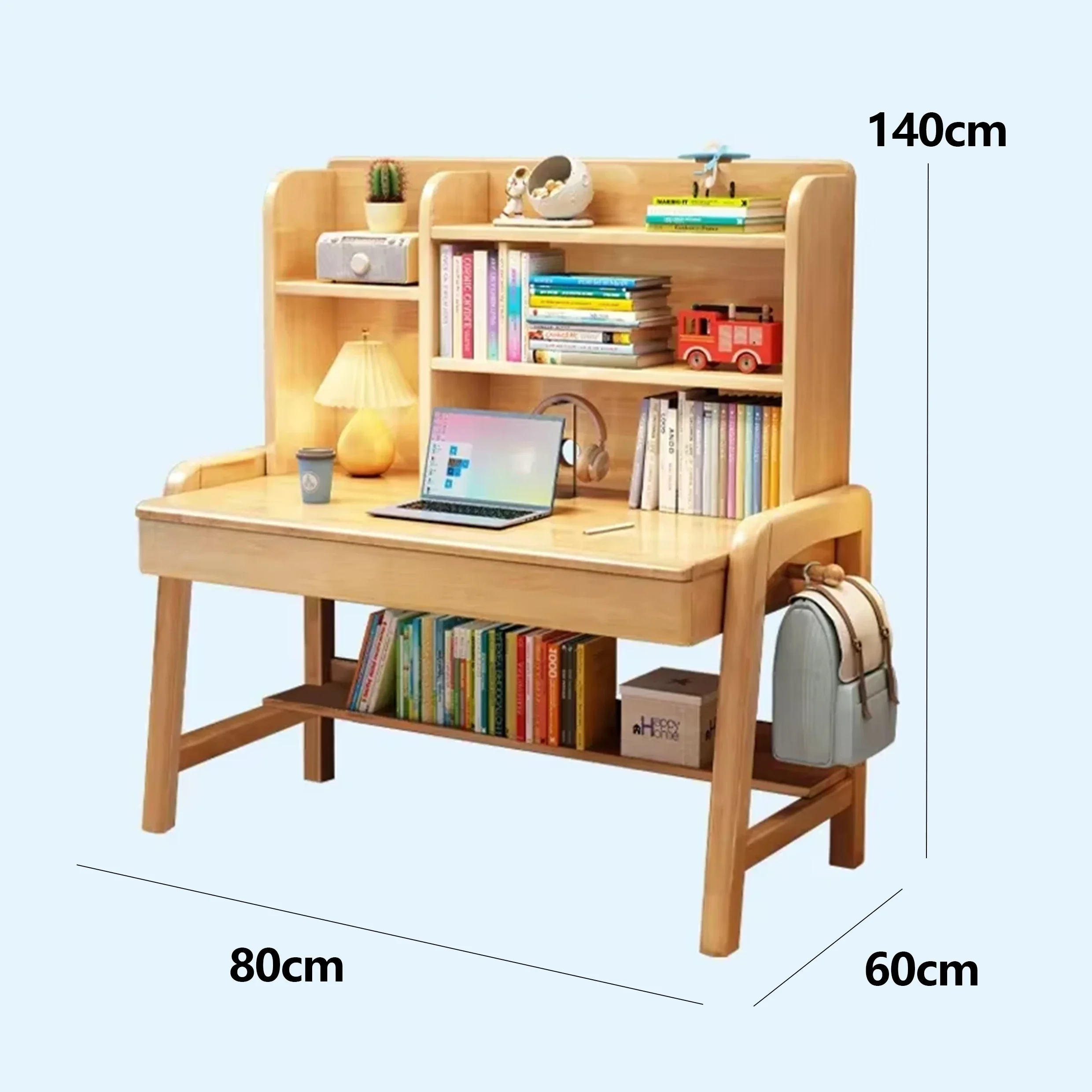 Household Student Desk and Chair Set Ergonomic Wood Children's Study Table with Bookshelf Student-specific Desk