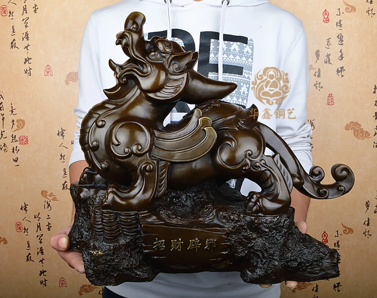 

45CM huge Efficacious HOME OFFICE Talisman-The town house Money Drawing thriving business FENG SHUI PI XIU dragon bronze statue