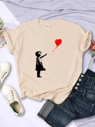 Let'S Fly Love Balloons Prints Womens T-Shirt Soft Breathable Short Sleeve Street Hip Hop Trend Tops Casual Female Tee Clothing