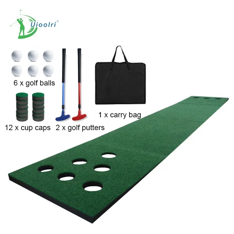 New Design 12 Holes Detachable Practice Putting Golf Game Mat Set Golf Putting Mat Golf Putting Green For Backyard Party