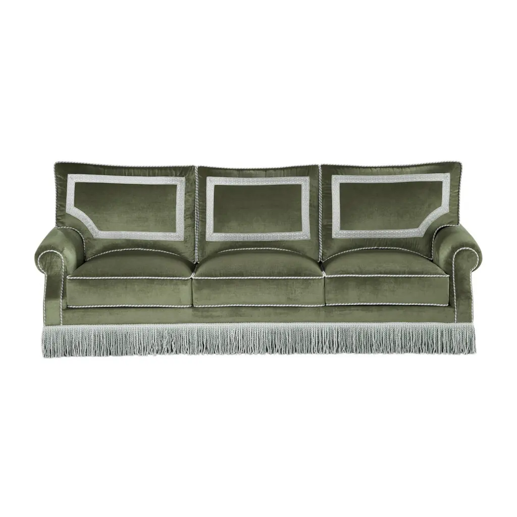 #Modern Regency Velvet 3 Seater Fringe Sofa Set with Tassels Living Room Floor Smart Play Couch Furniture Turkish for Wedding
