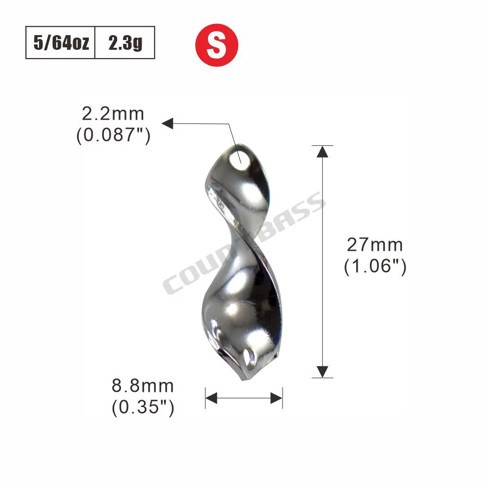COUNTBASS 50 Stück Messing-Lachs-Angellöffel-Rohlinge, 2,3 g (5/64 Unzen) und 3,3 g (1/8 Unzen), Forellenbarsch, Hechtköder, unlackiert – Detail 10