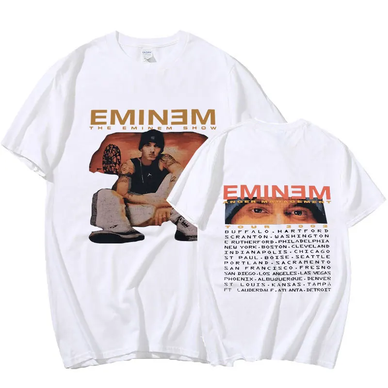 Eminem Anger Management Tour 2021 T Shirt Vintage Harajuku Funny Rick Tee Shirts Sleeve Men Oversized T Shirt Fashion Tops