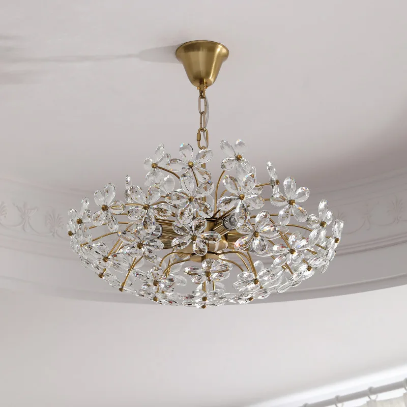 

Crystal Flower Bedroom Chandelier Modern Luxury Master Bedroom Room Lamp Premium Retro Dining Room Study Room Lighting