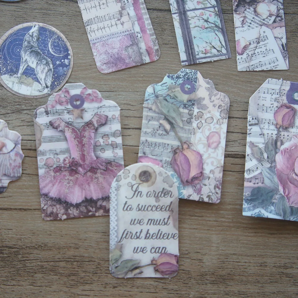 

44pcs Ballet Dancer's Garden Tag Label Design Paper Stickers Scrapbooking DIY Gift Packing Decoration