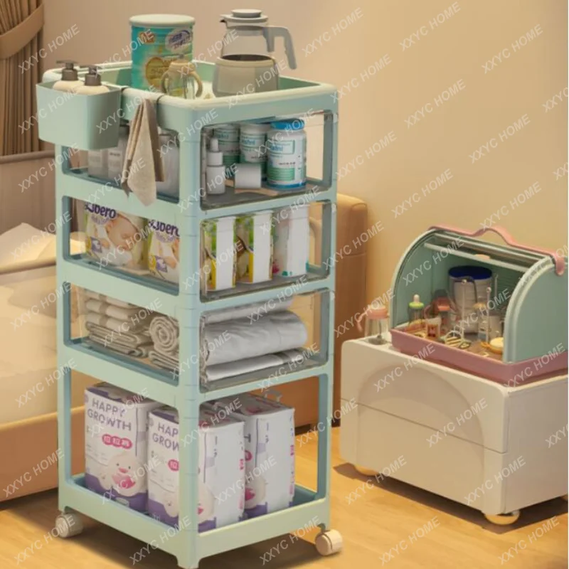 Baby Supplies Storage Rack Small Stroller Baby Storage Cabinet Newborn Clothes Bedside Mobile Bottle Storage Rack