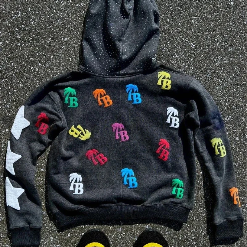 Harajuku style fashionable letter pattern loose casual comfortable hooded zipper retro hooded top for men and women