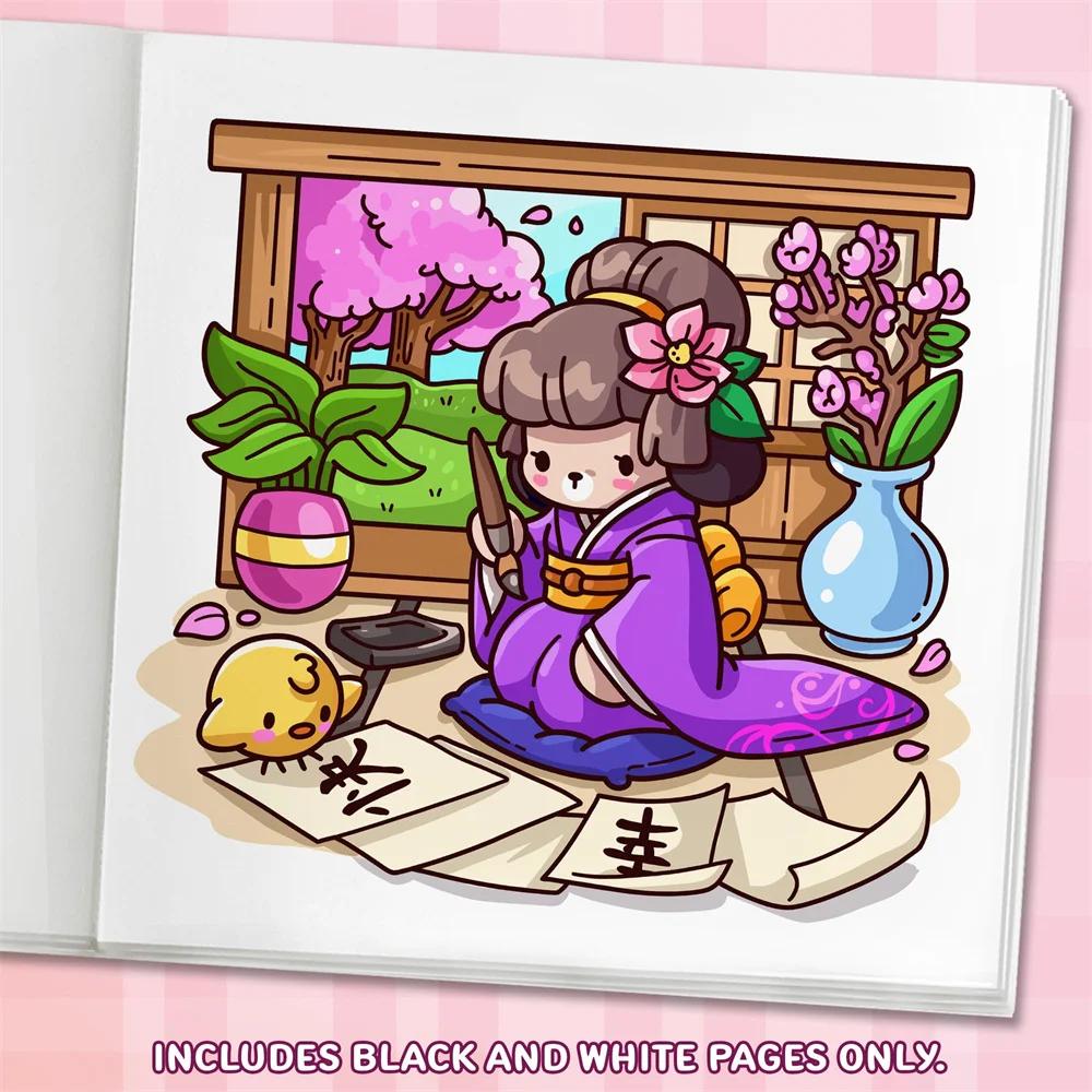 Cozy Japan: Cute Coloring Book for Adults and Teens with Charming Characters and Delightful Japanese Scenes for Relaxation image 2