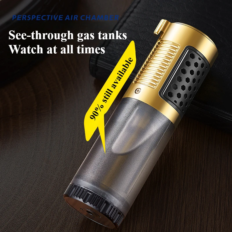 New Direct-flush Cylinder Inflatable Windproof Lighter Lighter Visual Large-capacity Gas Chamber Lighter Men's Gifts