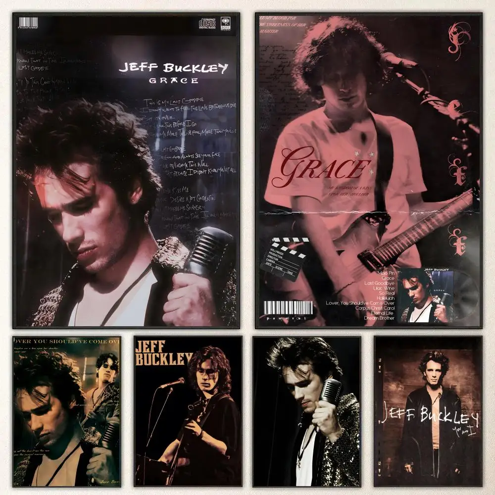 Singer Jeff Buckley Poster Self-adhesive Art Waterproof Paper Sticker Coffee House Bar Room Wall Decor