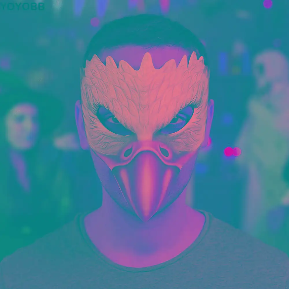 

PU Leather Halloween Eagle Mask Handmade Full Face Animal Cosplay Mask with Elastic Belt Headgear Masquerade Face Masks