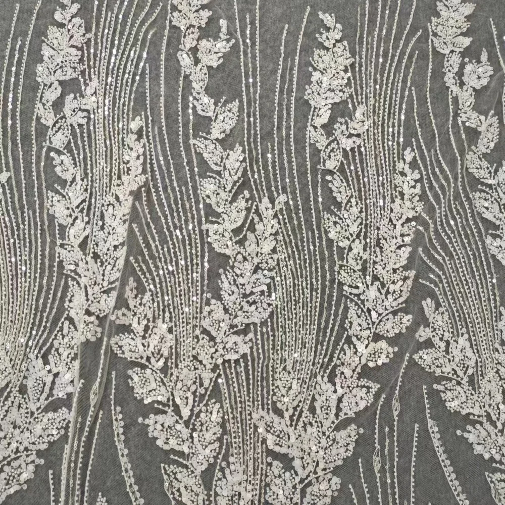 2024 New Collection Higher Quality Lace Fabric Bridal Dress Sequins Fabric Elegant Lace Fabric For Dress Fabric Selling By Yard