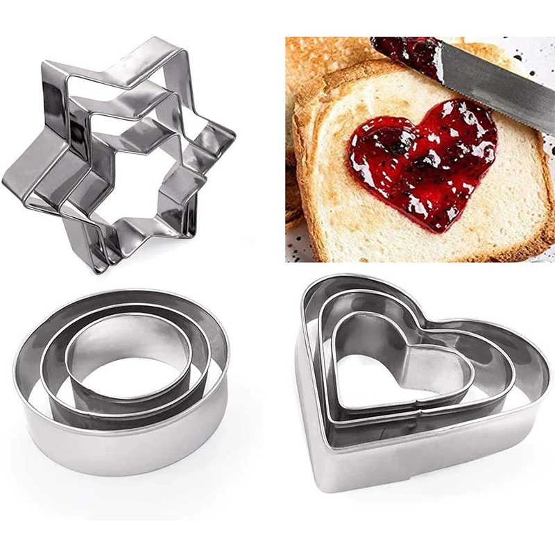 Cookie Cutters 4 Styles Flower Heart Circle Star Baking Mould Stainless Steel Baking Mold Biscuit Cookie Cutter Fruit Egg Mould