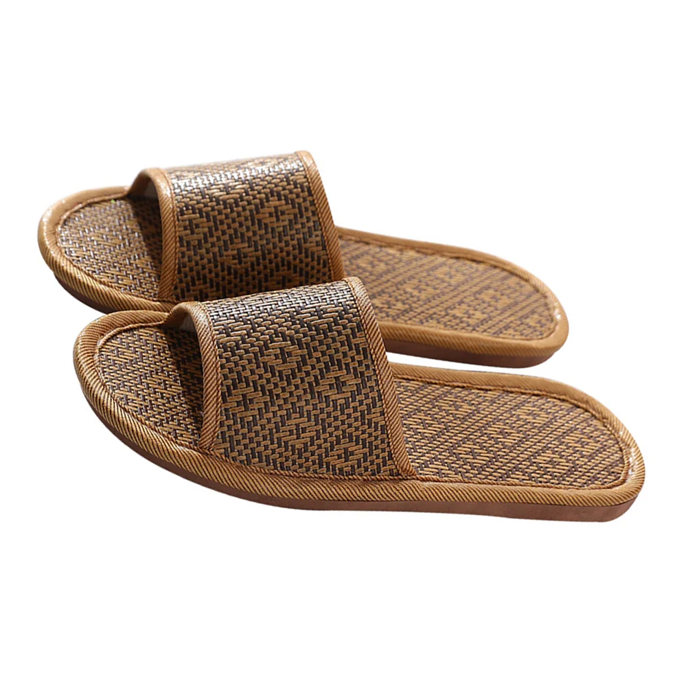 Slippers for Women Rattan Non-skid Indoor Breathable Non-slip Coffee Japanese House Woman